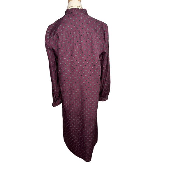 Vintage 70s/80s Schrader Sport ruffle collar floral shirt shift dress size M - Picture 4 of 7